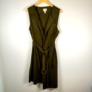 Chico's Faux Suede Wrap Belted‎ Tie Waist Sleeveless Long Line Tunic Vest Size 1